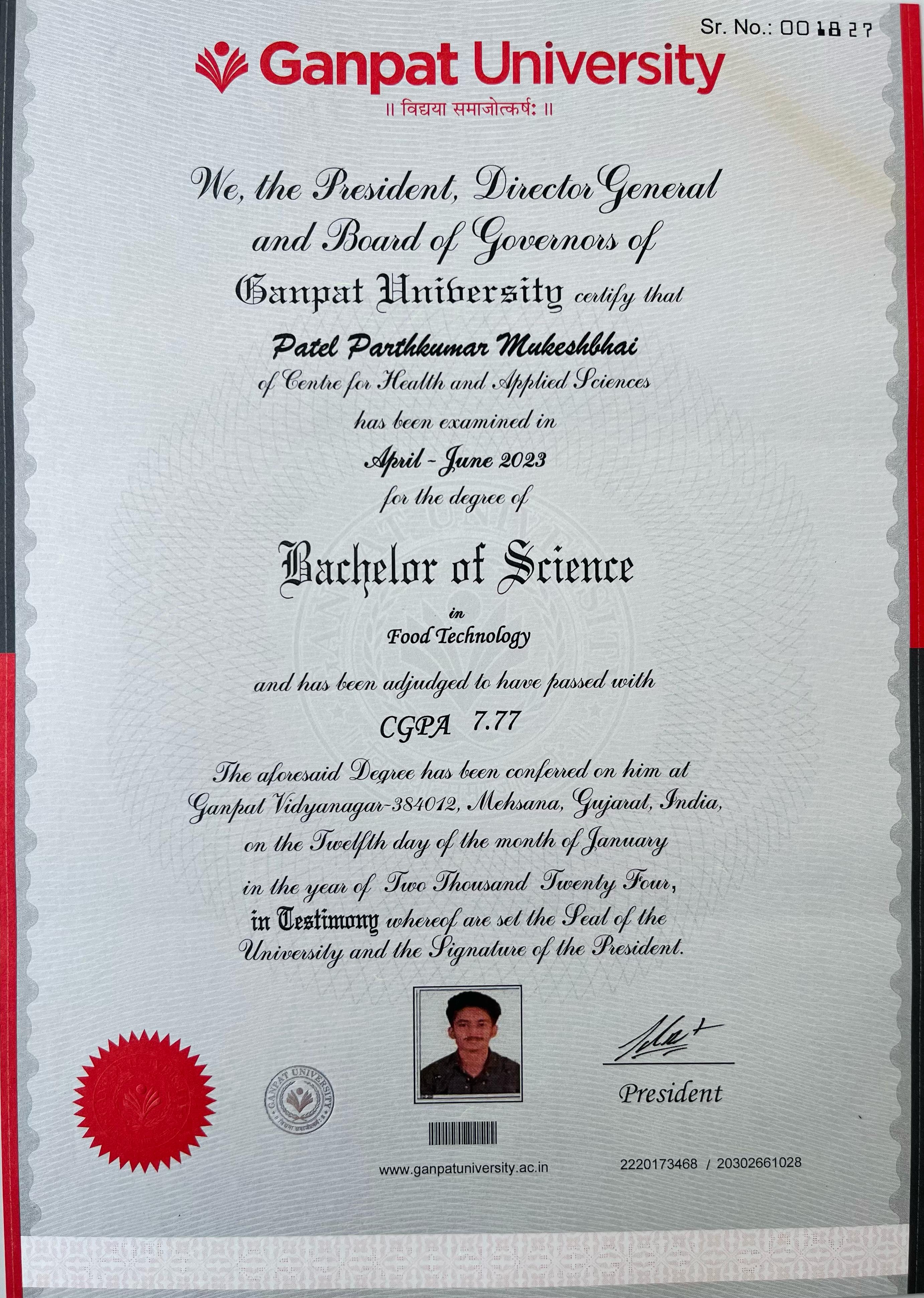 MSc Certificate